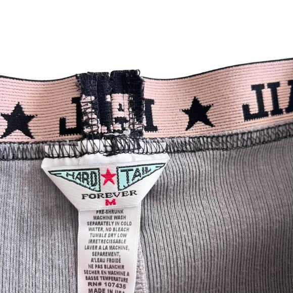 Hard Tail Gray Ribbed Jersey A-Line Elastic Waist Midi Skirt Size Medium - Picture 3 of 5